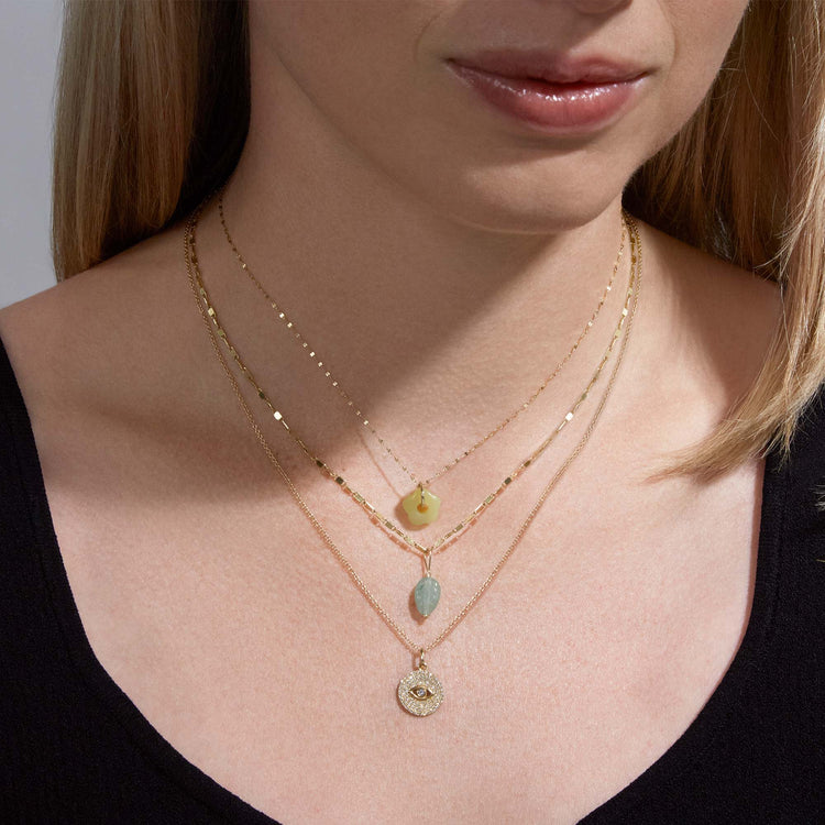 Image of 10K Yellow Gold Little Buttercup Jasper Charm with Stone and Strand Necklaces