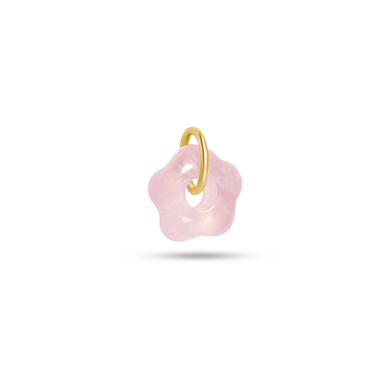 Stone and Strand 10K Yellow Gold Little Buttercup Rose Quartz Charm Side Image