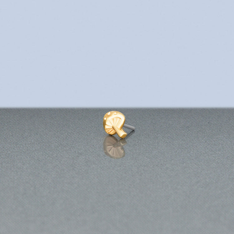 Stone and Strand 14K Yellow Gold Little Shroomy Push Pin Flat Back Editorial Image