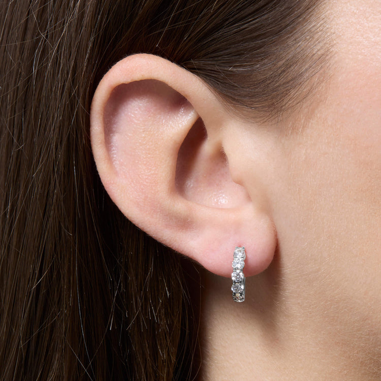 Image of Love After Dark LAB-Created Platinum Huggies on Models Ear