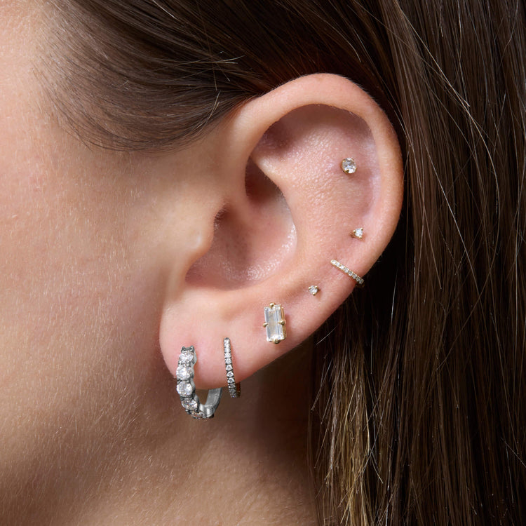 Image of Love After Dark LAB-Created Platinum Huggies with Stone and Strand Earrings