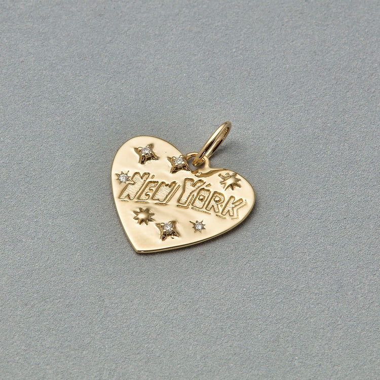 Stone and Strand 14K Yellow Gold Love New York Diamond Charm Editorial Image