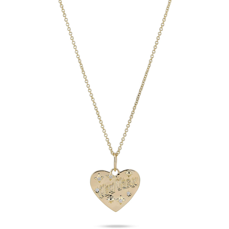 Stone and Strand 14K Yellow Gold Love New York Diamond Necklace Close Up Image