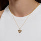Image of 14K Yellow Gold Love New York Diamond Necklace on Models Neck