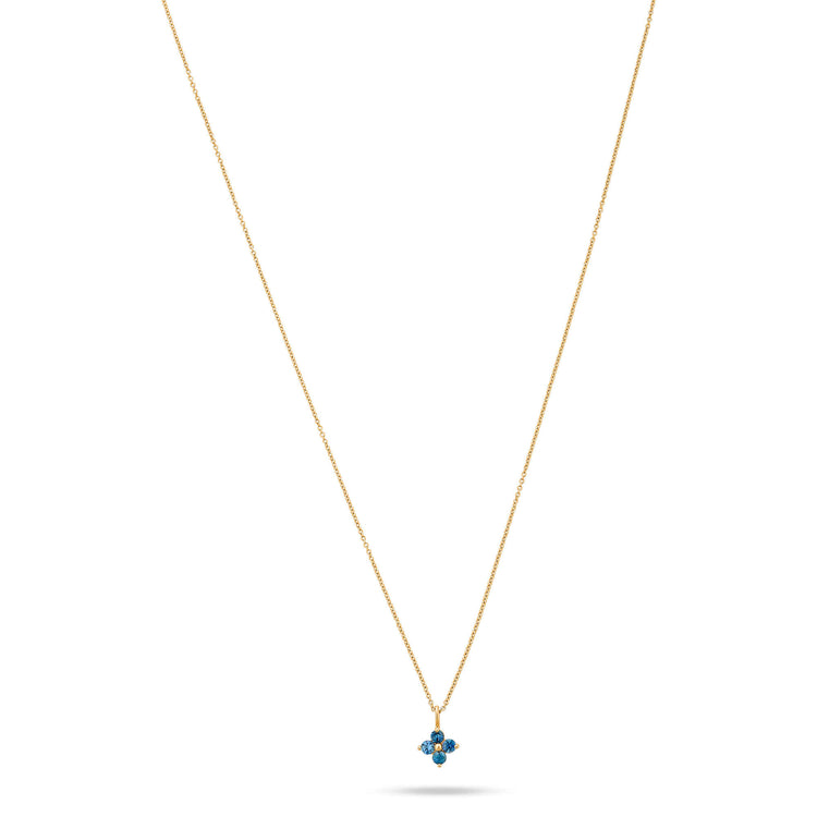 Stone and Strand 10K Yellow Gold Luckiest Clover Blue Sapphire Necklace Front Image