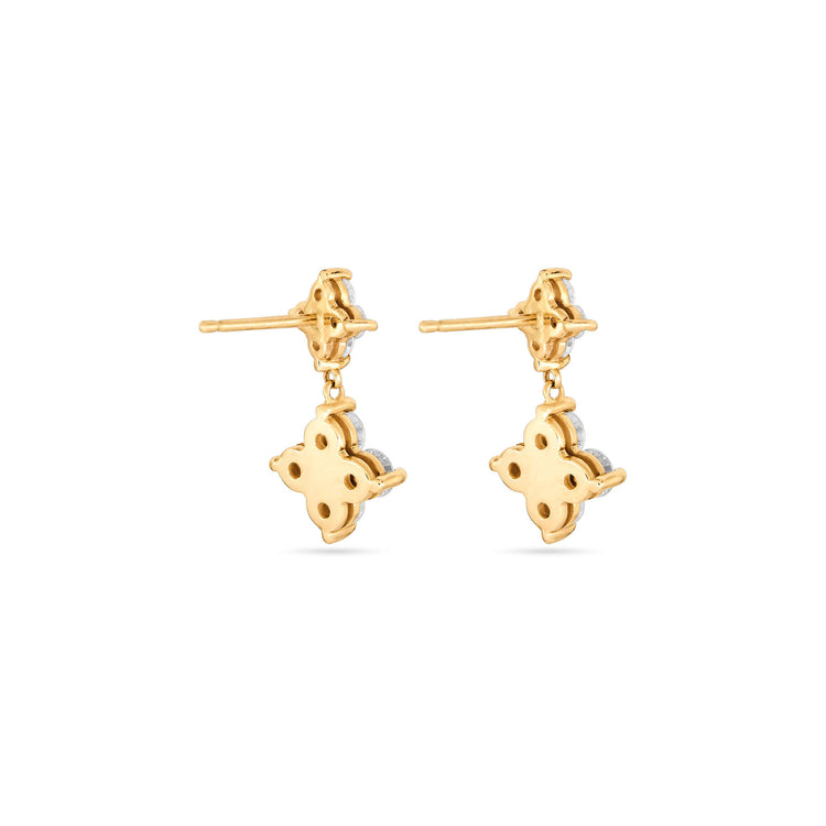 Stone and Strand 10K Yellow Gold Luckiest Clover Diamond Drop Earrings Rear Image