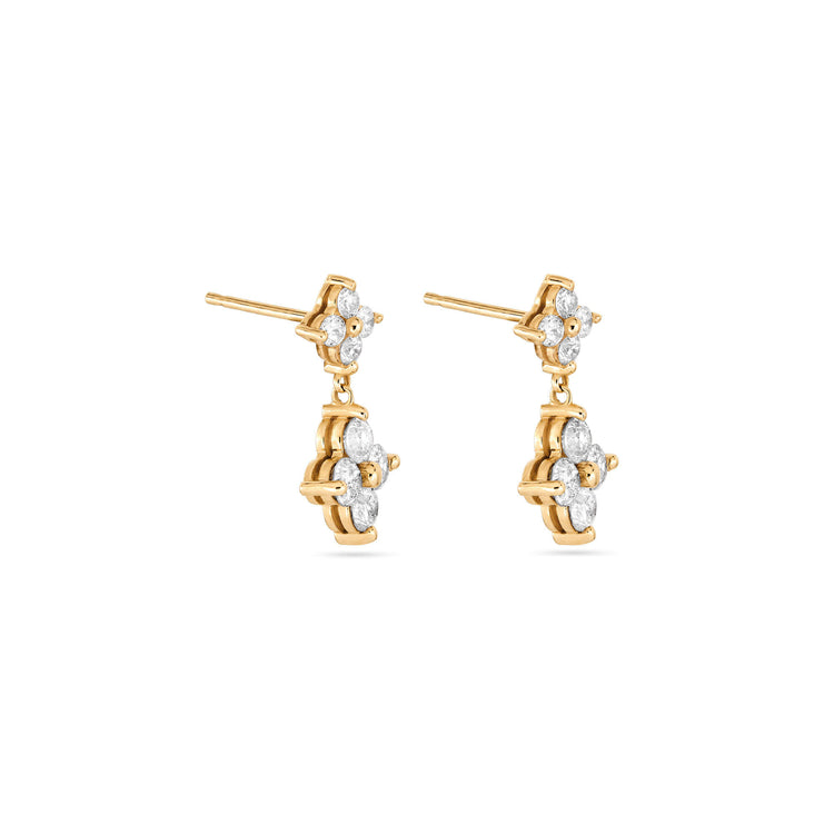 Stone and Strand 10K Yellow Gold Luckiest Clover Diamond Drop Earrings Side Image