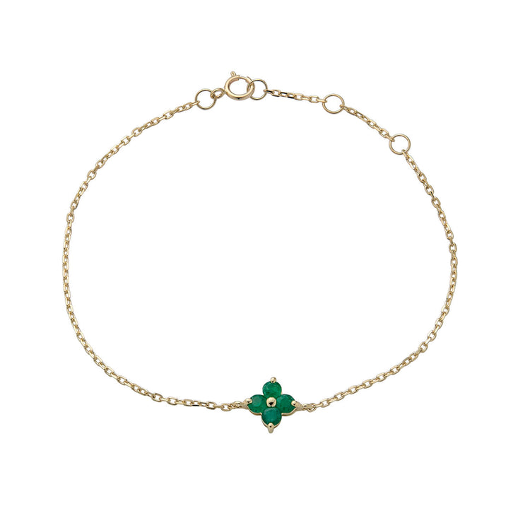 Stone and Strand 10K Yellow Gold Luckiest Clover Emerald Bracelet Front Image