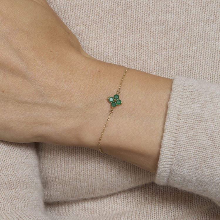 Image of 10K Yellow Gold Luckiest Clover Emerald Bracelet on Models Arm