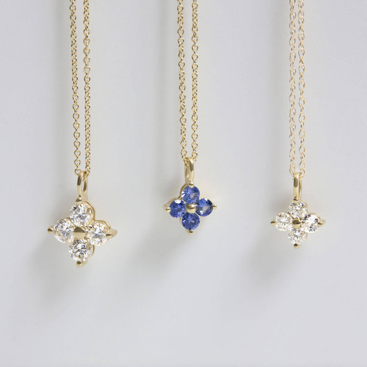 Still life image of 1CTW Luckiest Clover Lab-Created Diamond Necklace with Stone and Strand solid gold jewelry