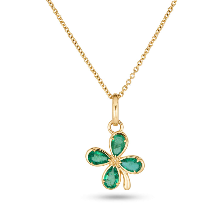 Stone and Strand 10K Yellow Gold Lucky Clover Emerald Charm Front Image