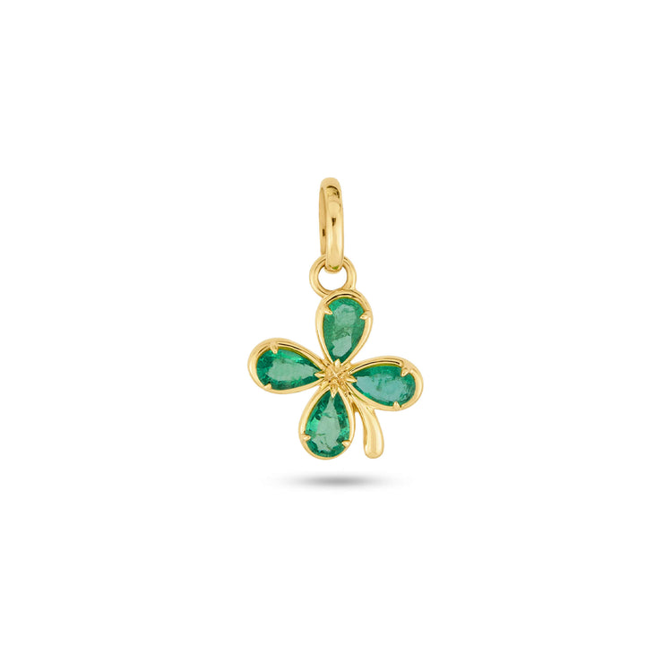 Stone and Strand 10K Yellow Gold Lucky Clover Emerald Charm Front Image