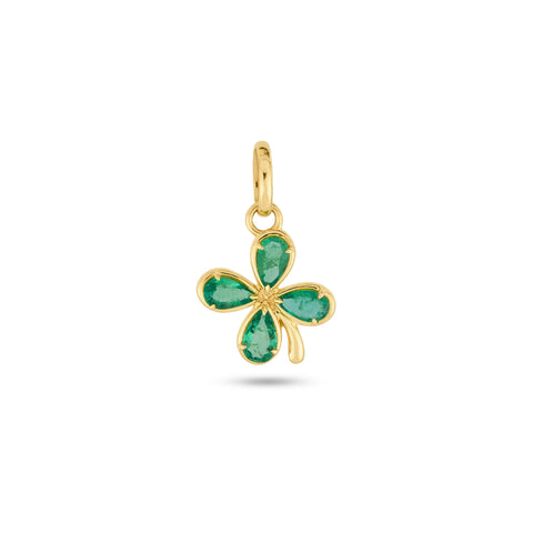Stone and Strand 10K Yellow Gold Lucky Clover Emerald Charm Front Image