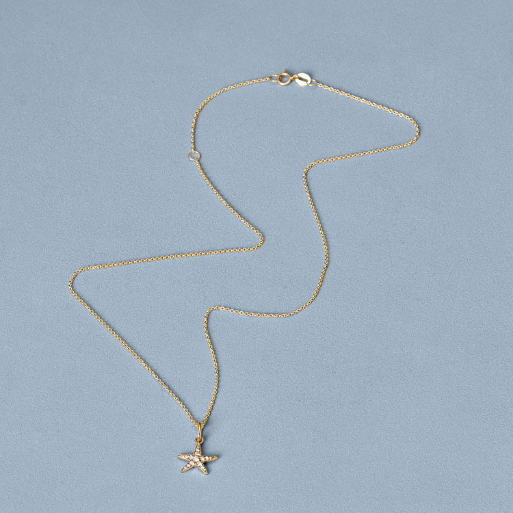 Stone and Strand 14K Yellow Gold LAB-Created Diamond Starfish Necklace Editorial Image