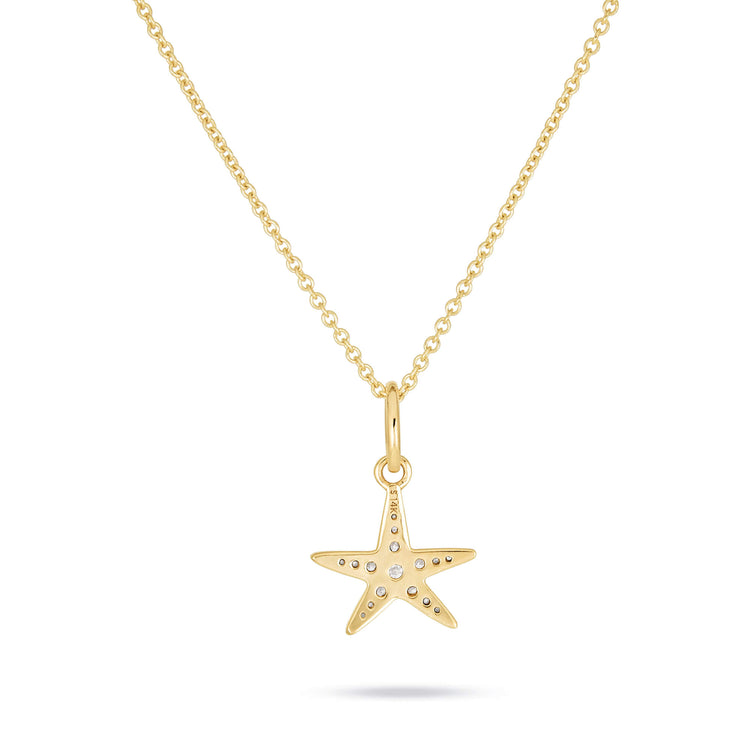 Stone and Strand 14K Yellow Gold LAB-Created Diamond Starfish Necklace Rear Image