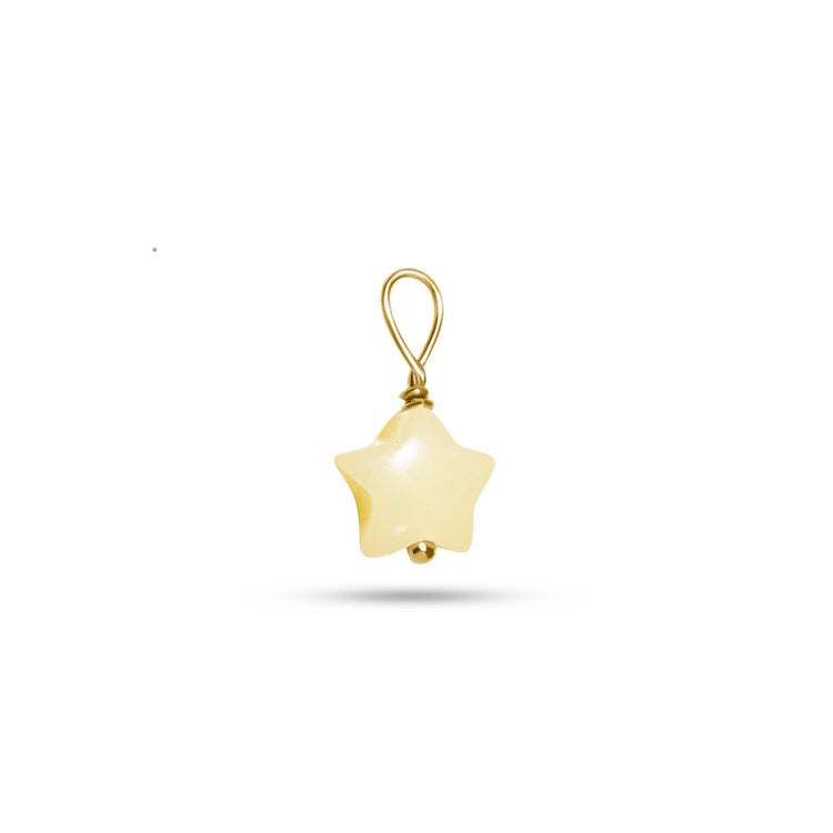 Stone and Strand 10K Yellow Gold Lucky Star Lemon Jasper Charm Side Image