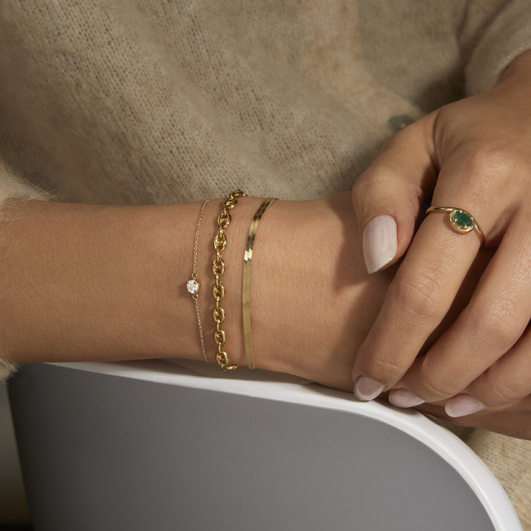 Image of 14K Yellow Gold 0.25CTW Lab-Created Daily Diamond Bracelet with Stone and Strand Bracelets