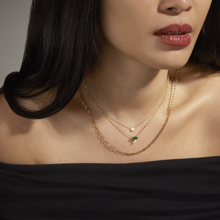 Image of 14K Yellow Gold 0.25CTW Lab-Created Daily Diamond Necklace with Stone and Strand Necklaces