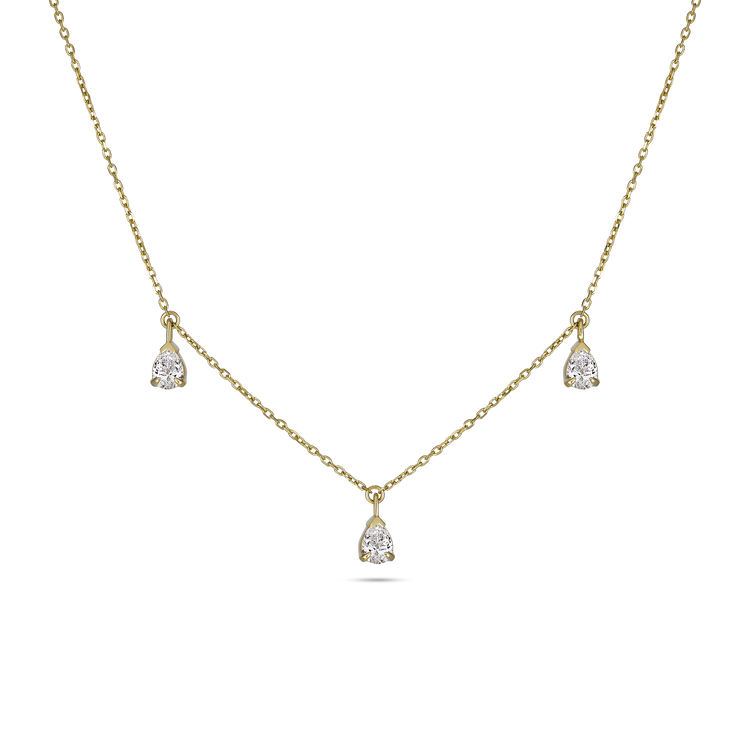 Stone and Strand 14K Yellow Gold Lab-Created Diamond Droplets Necklace Close Up Image
