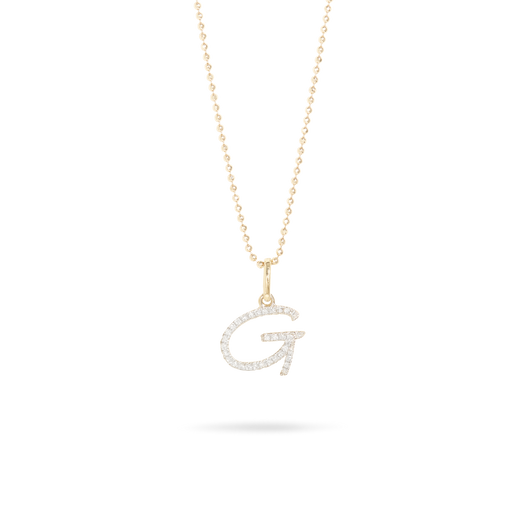stone and strand Large Pave Scripted Initial Charm Necklace