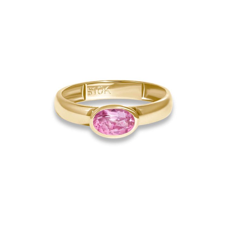 Stone and Strand 10K Yellow Gold Magenta Gallant Pink Topaz Ring Front Image