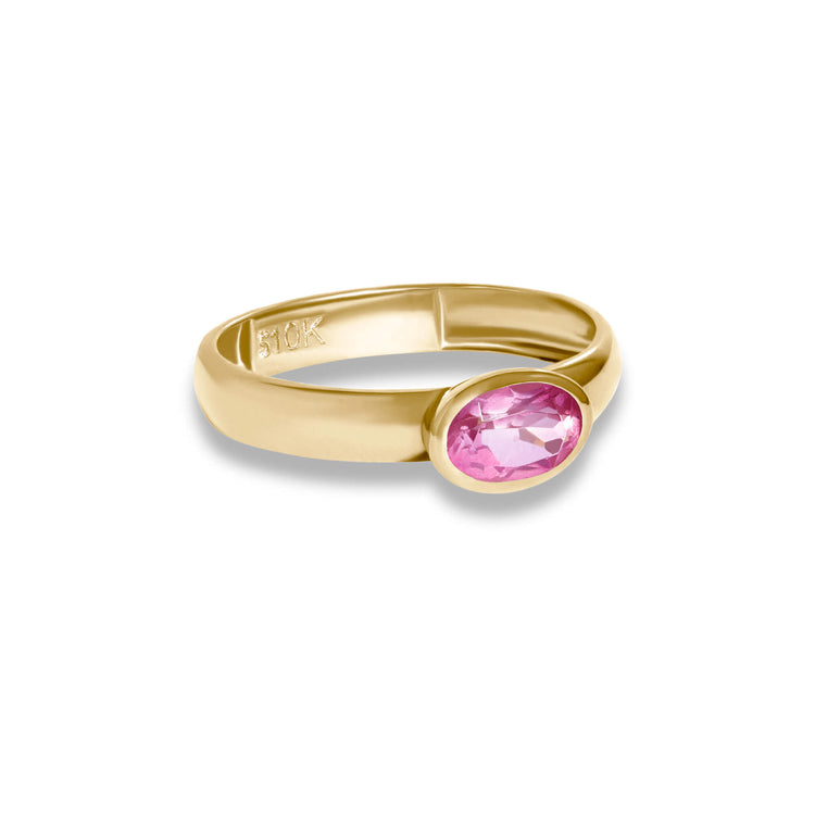 Stone and Strand 10K Yellow Gold Magenta Gallant Pink Topaz Ring Side Image