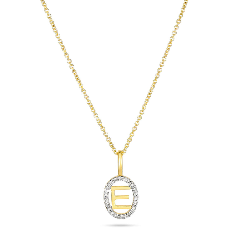 Stone and Strand 10K Yellow Gold Marquee Diamond Initial Necklace Close Up Image