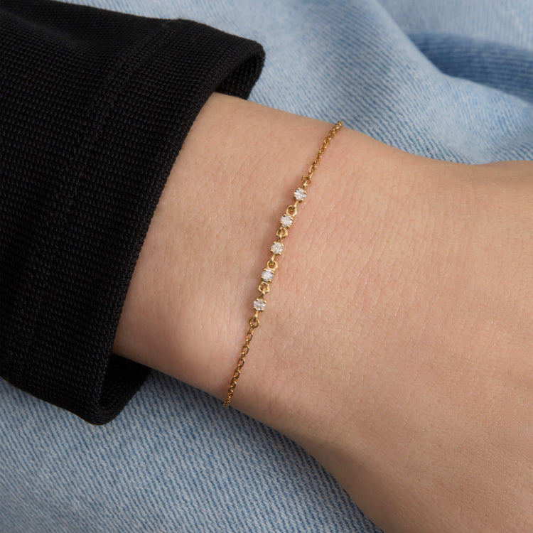 Image of 14K Yellow Gold Meaningful Diamonds Bracelet on Models Arm