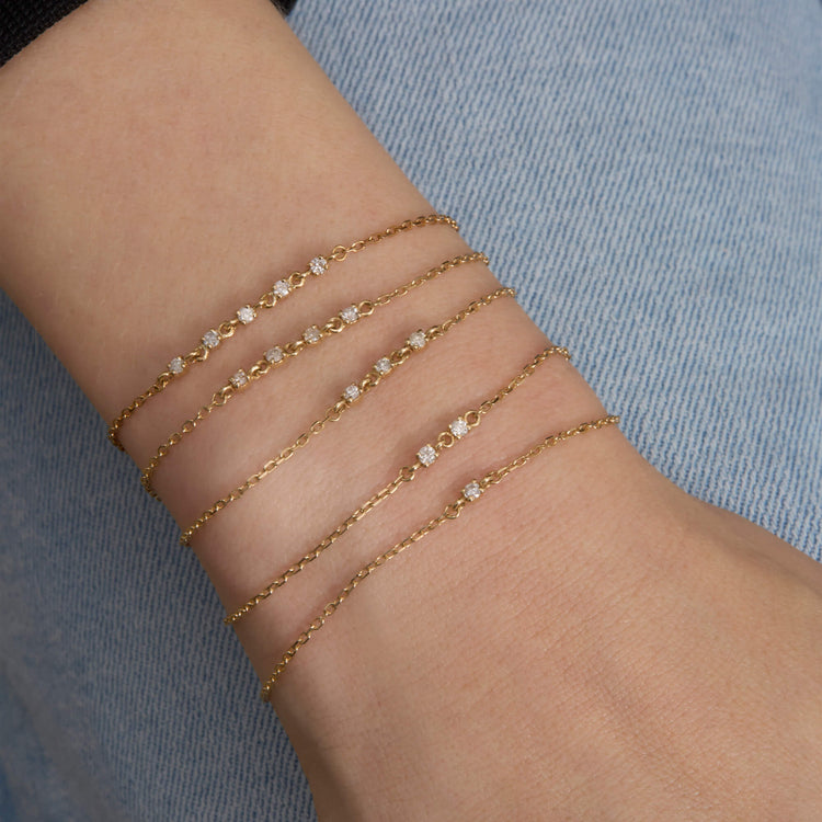 Image of 14K Yellow Gold Meaningful Diamonds Bracelet with Stone and Strand Bracelets