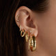 Image of 10K Yellow Gold Large Gold Glider Hoops with Stone and Strand Earrings