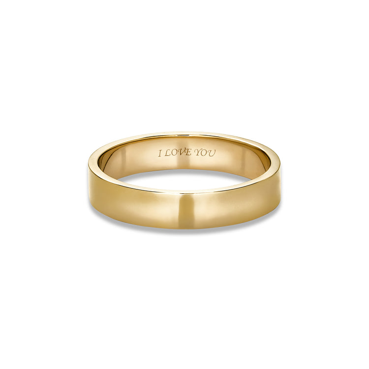 Stone and Strand 14K Yellow Gold Midnight Band 4mm Front Engraved Image