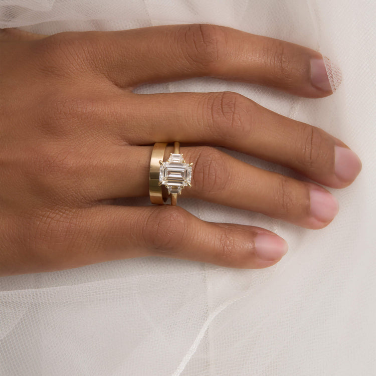 Image of 14K Yellow Gold Midnight Band 4mm with Stone and Strand Rings
