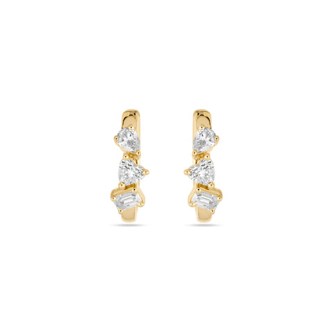 Stone and Strand 14K Yellow Gold Mini Carnival LAB-Created Hoops Front Image