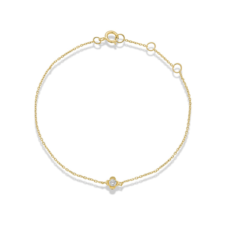Stone and Strand 14K Yellow Gold Mini Clover Diamond Bracelet Front Image