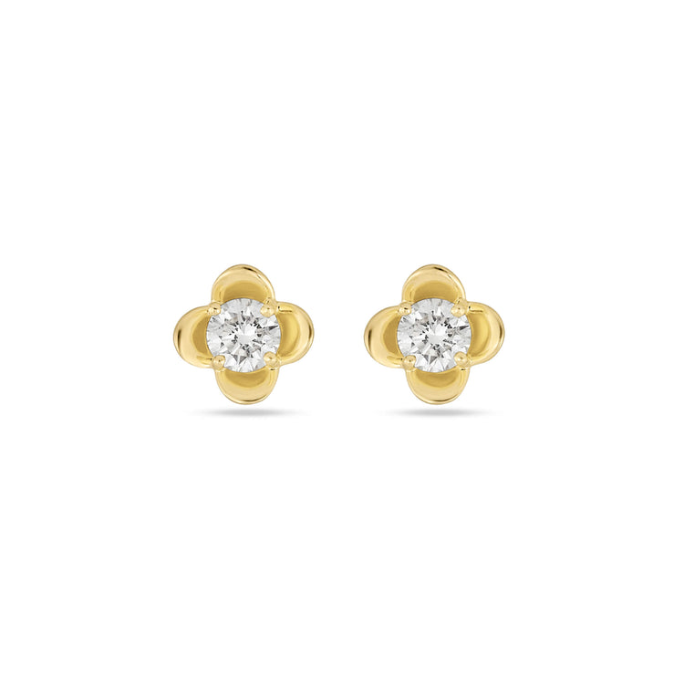 Stone and Strand 14K Yellow Gold Mini Clover Diamond Studs Front Image