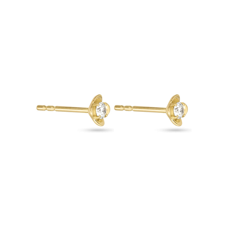 Stone and Strand 14K Yellow Gold Mini Clover Diamond Studs Side Image