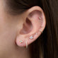 Image of 14K Yellow Gold Mini Clover Diamond Studs with Stone and Strand Earrings