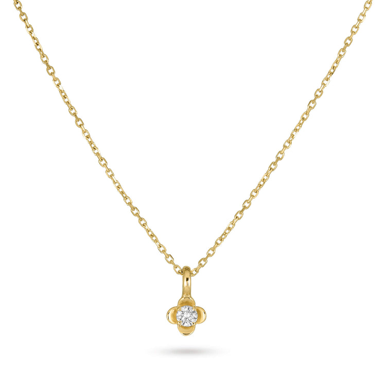 Stone and Strand 14K Yellow Gold Mini Diamond Clover Choker Necklace Front Image
