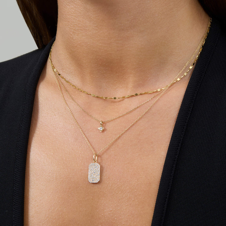 Image of 14K Yellow Gold Mini Diamond Clover Choker Necklace with Stone and Strand Necklaces
