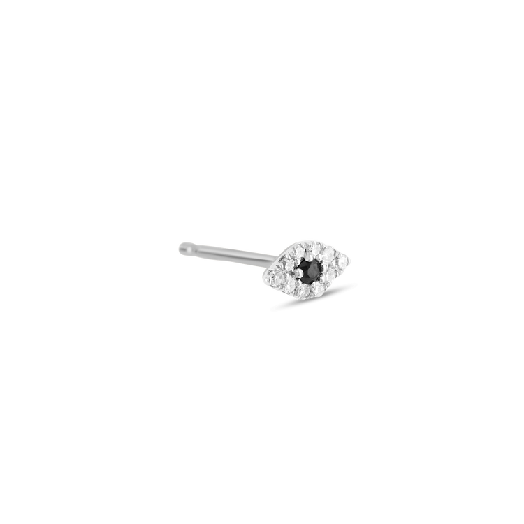 Stone and Strand 10K White Gold Small Pave Diamond Evil Eye Stud Side Image