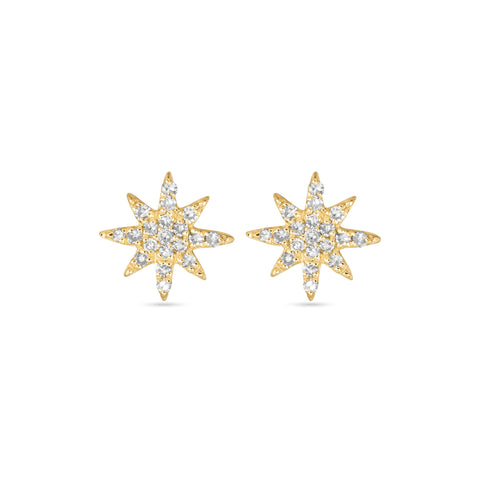 Stone and Strand 10K Yellow Gold Mini Pave Northern Star Studs Front Image