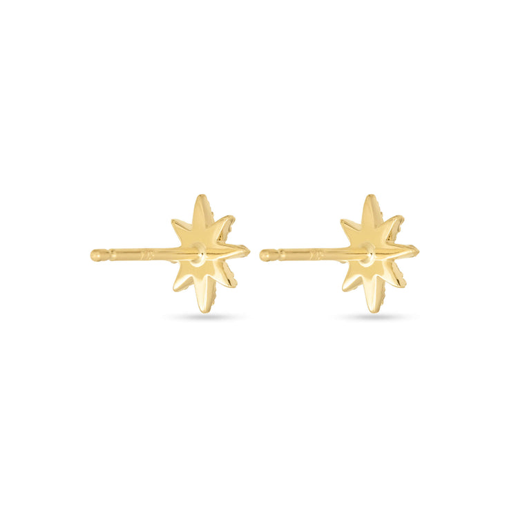 Stone and Strand 10K Yellow Gold Mini Pave Northern Star Studs Side Image
