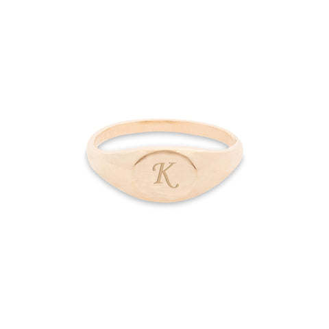 Stone and Strand 10K Yellow Gold Mini Pinky Signet Ring Front Image