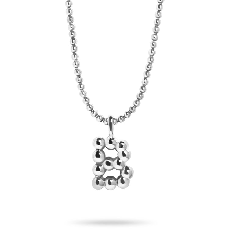 XL Sterling Silver Mochi Donut Initial Necklace