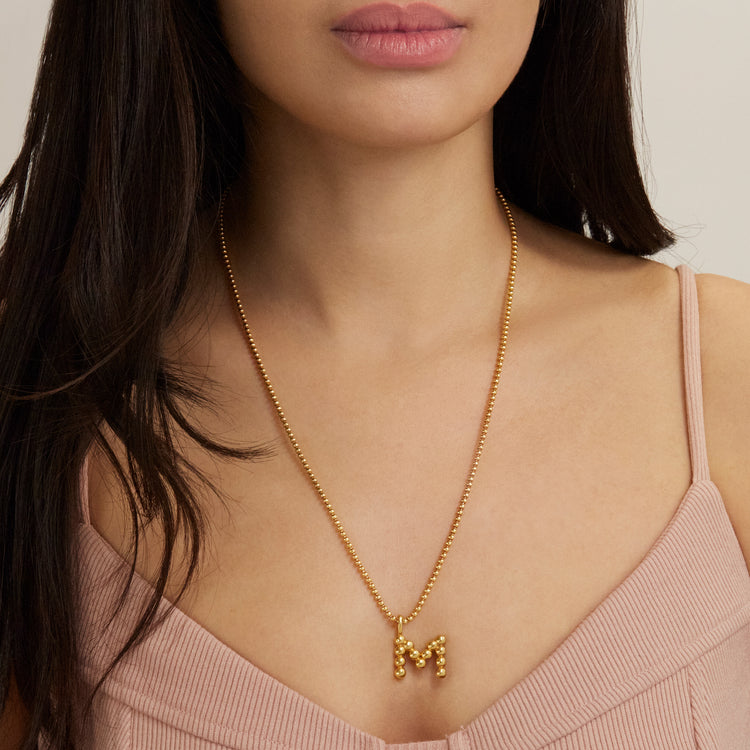 Curb Initial Necklace 18ct Gold Vermeil