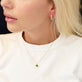Model wearing Asscher Cut Emerald Luxe Necklace with solid gold Stone and Strand jewelry