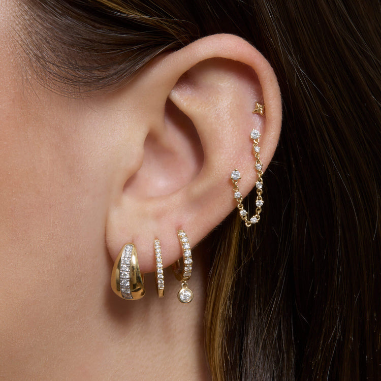 【 SHASHI 】Cosmo Huggies シンプル ゴールド ハギーピアス 14K Gold Plated Sterling Silver Cosmo Huggies by SHASHI