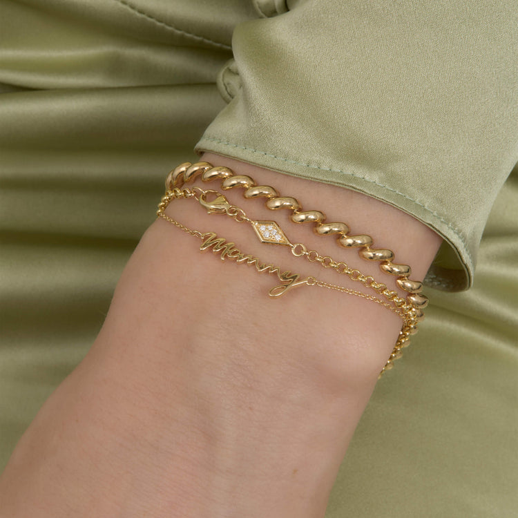 Image of 14K Yellow Gold Gold Best Mommy Bracelet with Stone and Strand Bracelets