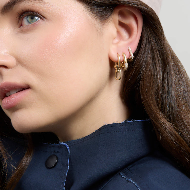 Image of 14K Yellow Gold Harbor Halo Earrings with Stone and Strand Earrings