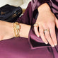Model wearing Kite Pave Diamond Bracelet with solid gold Stone and Strand jewelry
